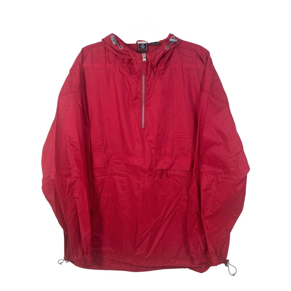 Vintage 90s Foot Locker Anorak Pullover Windbreaker XL Red Hooded Half Zip